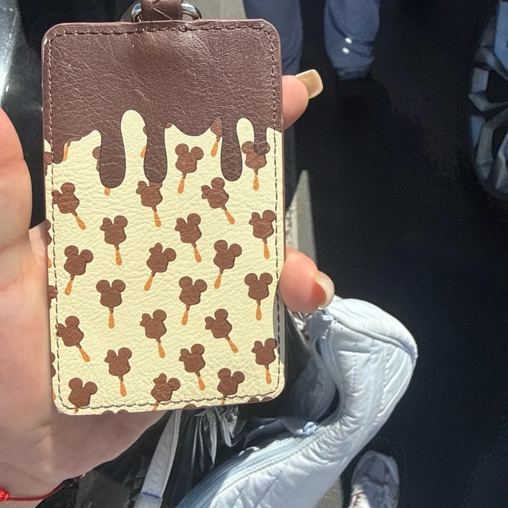 loungefly Brown & Cream Mickey Ice Cream Pattern Phone Card Holder